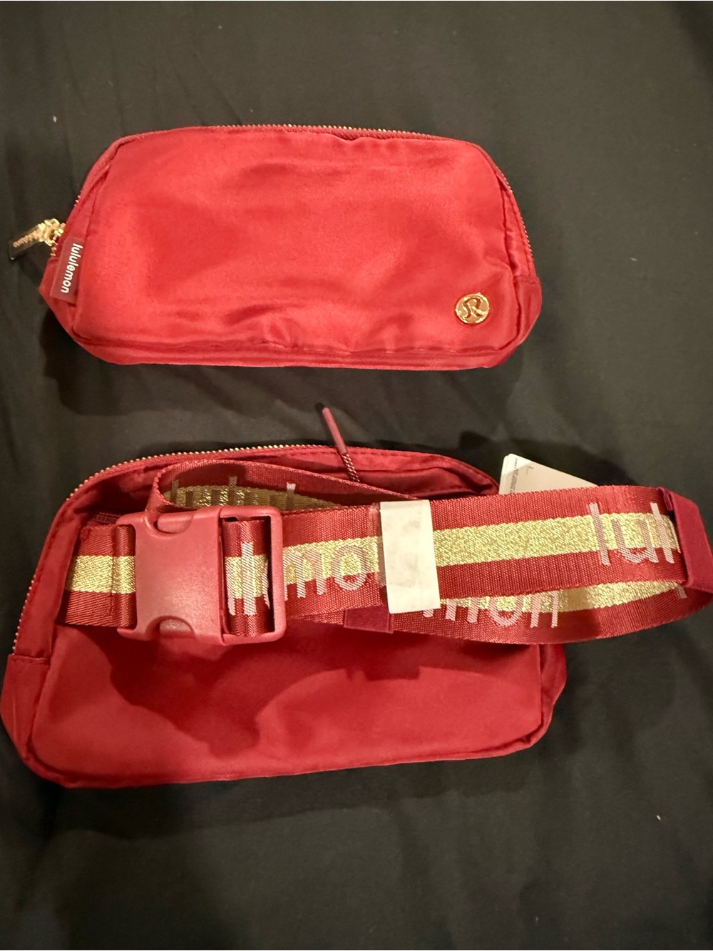 Lululemon Burgundy Belt Bag with Gold Accent (Fannypack)